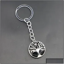 Keychains Lanyards Schlüsselanhänger Lanyards Natural Crystal Stone Originaler Schlüsselbaum des Lebens Lucky Key Ring Car Decor Bag Schlüsselring Reik Dhqno