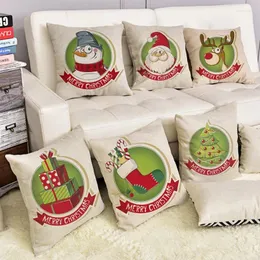 Pillow Green Christmas Home Sofá Decorativo Jogue Snowman Snow Papai Noel Claus Merry Gift Cover para decoração de carro