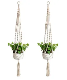 Macrame Plant Hanger Innen im Freien im Freien Hänge von Basketwäsche Seil Seilbalkon 4 Beine 40 Zoll 2566595