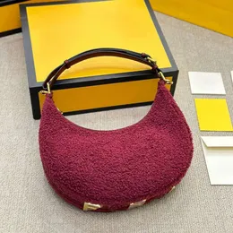 Klassische Designer Lamm Haar Crescent Bag Frauen Luxus echte Ledermarke Sattelbeutel Männer Lady Hochqualität ein Schulter -Diagonal -Straddle -Tasche Verschiedene Stile