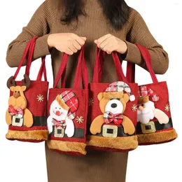 Christmas Decorations Children Candy Bag Santa Claus/Snowman/Bear/Elk Pattern Lovely Treat Apple Bags Festival Handbag