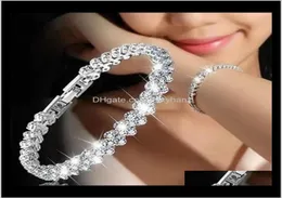 Bilezikler Jewelrywhole Europe America Fl Kristal Bileklik Bileklik Tenis Elmas Tarzı Sier Braceklet Kadınlar ve Bayanlar Drop5395086