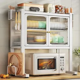 Rack de armazenamento de cozinha Multifuncional prateleira de prateleira de bancada de bancada Organizador de forno de microondas Acessórios domésticos A