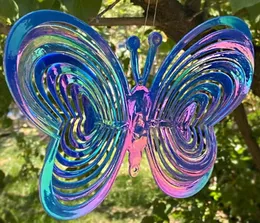 Butterfly Wind Spinner Abs Wind Catcher Love Rotating Wind Chime Butterfly Reflective Scarer Hanging Ornament Garden Decoration Y09358535