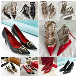 Designer High Heels Sandals da donna Sandals classico marchio metallo a v-buckle tacchi sottili appunti