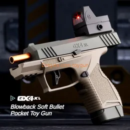 GX4 Soft Bullets Pistola ejeção de casca pequena manual de pistola de brinquedo de brinquedo Lançador de blowback contínuo ao ar livre CS PUBG GOGE