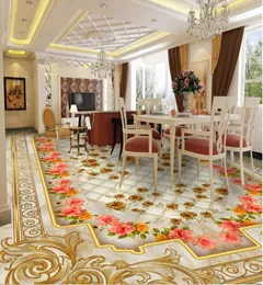 3D Floor Wallpaper Luxo Golden Rose Mármore Papéis de parede macios para a sala Personalize 3D Murais estereoscópicos de 3D Wallpap4787529