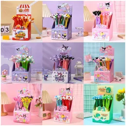 도매 48pcs/box 로커 만화 귀여운 어린 소녀 프레스 중립 펜 하이 외관 보도 펜 학생 문구 소녀 심장