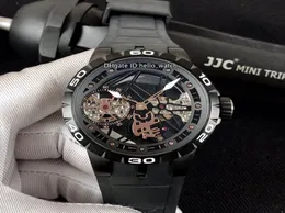 New Excalibur 46 Tourbillon PVD Black Steel Case RDDBEX0479 Skeleton Automatic Mens Watch Black Rubber Strap Watches Hellowatch 66549556