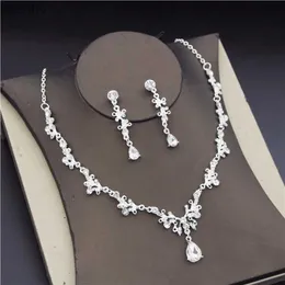 Ohrringe Halskette Cenmon Mode Brautschmuck Set Frauen Ohrring Halskette Set Wasser Diamantkristall Hochzeit Halskette Set XW