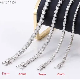 925 Sterling Silver 2mm 3mm 4mm 5mm D VVS Moissanite Tennis Chain Bracelet Necklace pass test