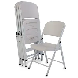 Camp Furniture Folding Chair Indoor/Outdoor Commercial White Granite Adult Sized Set Of 4 (80359)