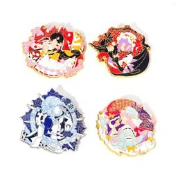 Brooches Anime Touhou Project Enamel Pins Brooch Hakurei Reimu Izayoi Sakuya Saigyouji Yuyuko Figure Badge Bag Lapel Pin Jewelry Gift