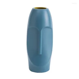 Vasos 3x minimalista nórdico PE abstrato vaso humano rosto criativo exibição sala decorativa figura vaso blue blue blue