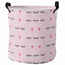 Bolsas de lavanderia olhos rosa cílios de amor para cestas dobráveis cesto dobrável Capacidade de roupas de armazenamento de roupas à prova d'água Organizador infantil