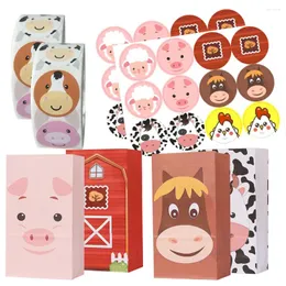 Geschenkverpackung 1Set Farm Animal Candy Bags Karton Kuh/Schwein/Schafaufkleber Kinder Tiere alles Gute zum Geburtstag DIY Geschenke Verpackung