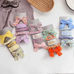 헤어 액세서리 5pcs/set baby hair clip for girls flower lattice printed kid hairpins bows children barrettes babretes baby girl hair accessories