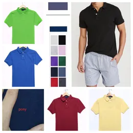 Mens Polos Top Tee Short Sleeve 티셔츠 조랑말 자수 폴로 셔츠 크 또는 작은 말 플러스 크기 다중 컬러 클래식 비즈니스 캐주얼 면화 가능