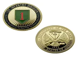 20pcs 비 자기 1775 USA 챌린지 군 공예 군 1 보병 사단 위대한 근무 군인 명예 금도금 가치 동전 동전 CO5232594