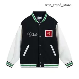 Rhude Mens Varsity Jacke Y2K American Vintage Baseball Jacke Damen Sticked Print High Street Mantel in einer Vielzahl von Rhude Jackets 209 erhältlich