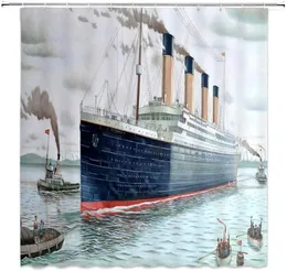 Duschvorhänge Retro klassisches Titanic Ship Ocean Szenerie Aquarellkunst Badezimmerdekoration