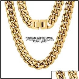 Chokers Chokers Necklaces Pendants Jewelry Krkc Co Wholale Custom Hip Hop Cuban Curb Link Mens Miami Stainls Steel 14K 18K Gold Plated Dheko