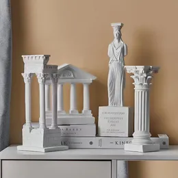 Objetos decorativos Figuras do panteão romano cúpio modelo de arquitetura coluna Grego Building Building Home decoração pilar de gesso RE DH80S