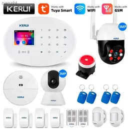 Sistemi di allarme Kerui Tuya Wifi GSM Sistema di allarme Smart Home Security Buglar Applicazione RFID Applicazione Wireless Sports Door Camera IP Camera allarme Alexa WX