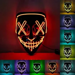 Cosplay LED Horror Mask Light Halloween Up El Wire Scary Glow In Dark Masque Festival