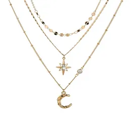 Naszyjniki wiszące biżuterię świąteczną Insatile Tianmang Star Moon Naszyjnik Trendy wielowarstwowe nakarty