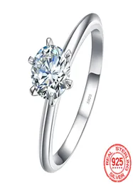 925 Anello in argento sterling Clear Six Claw 1ct zircronico cubico Fashion Wedding Engagement Gioielli classici per donne R0171778023