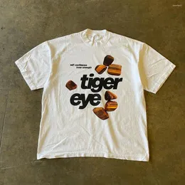 Women's T-skjortor Vintage T-shirt Classic Tigereye Letter Mönster Tryckta herrkvinnor Gotiska extra stora toppkoreanska mode