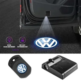 Bilklistermärken Bil LED -lampor Universal Wireless Welcome Light för VW Volkswagen Golf 7 Passat B6 MK4 Tiguan Scirocco GTI -biltillbehör T240513