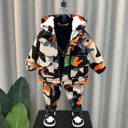 Clothing Sets Camouflage Hooded Plush Warm Jacket Outwear And Pants 2PCS Baby Boys Winter Spring Clothes Boutique Outfits Kids Tracksuit