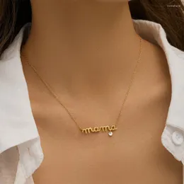 Chains QUKE 925 Sterling Silver Necklace For Women Mother's Day Gift MAMA 18K Gold Zircon Fashion Jewelry Choker Naszyjnik