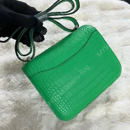 7A Mirror Top Quality Designer Bag Women Crossbody Shoulder Bag Luxury Full Handmade Sewn Classic Fashion Epsom Leather Stewardess Bag 19 24cm Crocodile Skin Bolsa