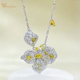 Anhänger Wong Regen 925 Sterling Silber Blume Citrin High Carbon Diamant Edelstein Frauen Halskette Anhänger Schmuck Jubiläum Geschenke