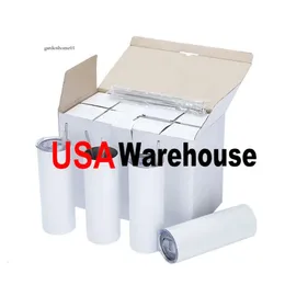 US Warehouse 2 Days Delivery 20Oz Mugs Sublimation Blanks Straight Tumbler Stainless Steel Double Wall Insulated Slim Water Bottles Drinking Cup With Lid And 0514
