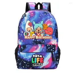Backpack Toca Life World Reißverschlussschule Kinder Cartoon Schoolbag Schüler Mode Casual Schultern Taschen Leinwand Mochila Escolar Escolar