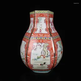 Vasos de porcelana chinesa esmalte de ouro seis vasos quadrados com padrão de zodíaco