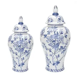Depolama Şişeleri Seramik Çiçek Vazo Tapınağı Kavanoz El Sanatları Masa Merkez Parçası Dekor Mavi Beyaz Porselen Zencefil Toplama Partisi için