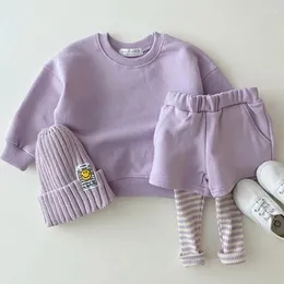 Kläder set Korea Baby Boys Spring Autumn Cotton Clothes Barn Sweatshirt Girls Pullover Tops Pant Suits 2sts