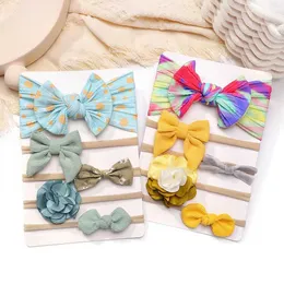 Hair Accessories 5Pcs/Set Bow Flower Headbands for Girls Elastic Turban Kids Hair Bands Nylon Newborn Headwrap Children Baby Hair Accessories