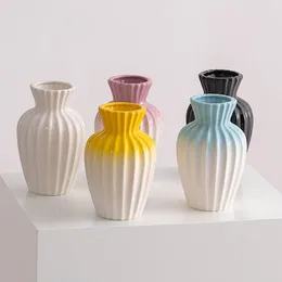 Vase Nordic Vase Cream Color Color Art Gradation Flower Arranch Simple Morden Creative Potリビングルーム絶妙な装飾