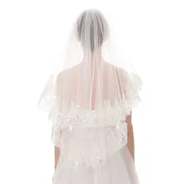 Gioielli per capelli da sposa 2021 Nuovo arrivo Accessori per matrimoni per matrimoni a due strati bordo bianco velo da sposa avorio velo da sposa con pettine