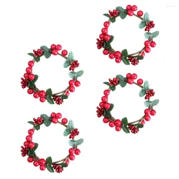 Kerzenhalter 4PCS Berry Garland schmücken Weihnachts -Tischtop -Kranz -Dekorationsparty