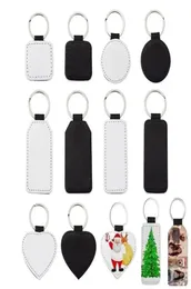 Favor Gift Sublimation Blanks PU Cheather Keychain com Key Metal Ring de Metal Face Printed Heat Transfer for Christmas Keychains K7800011