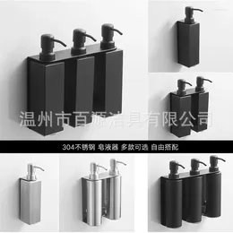 Flytande tvåldispenser 304 rostfritt stål press handrensare toalettstil dusch gel låda svart