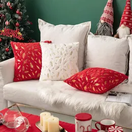 Kudde Gilding Leaves Christmas Case Plush Faux Päls täcker Xmas heminredning omslag 45x45 cm för soffans bäddsoffa stol
