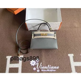 Designer Handbag Kliys Genuine Leather 7A bag mini 2nd generation 19cm rain cloud grey OL Grismeyer Epsom cowhide gold buckle